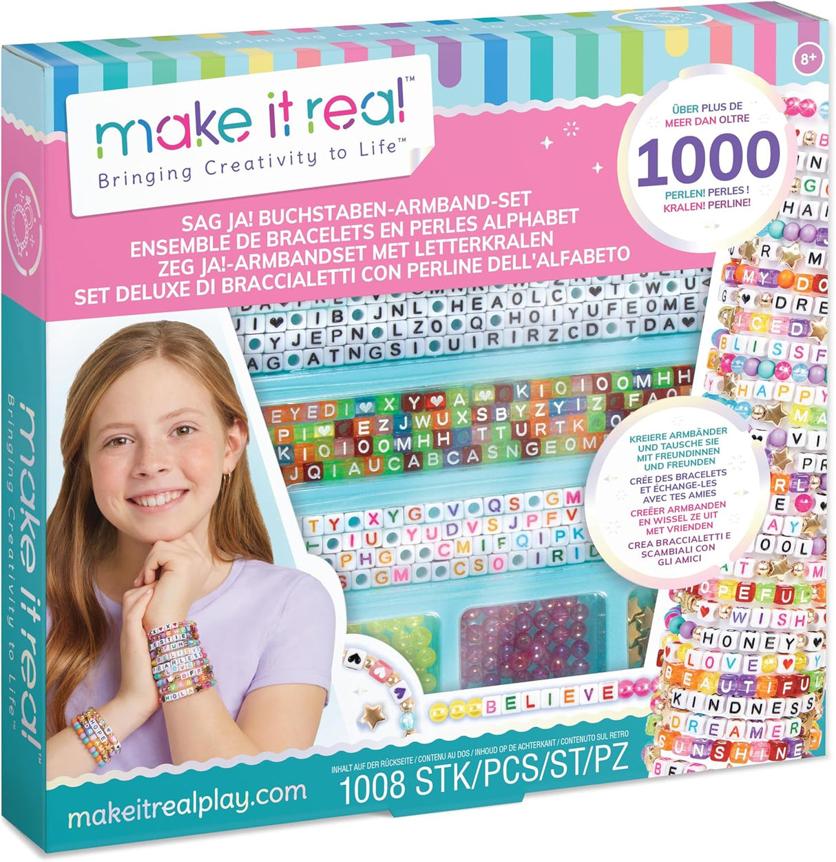 Make It Real: Say Yes! Alphabet Bead Bracelet Set - 1008pc DIY Jewelry Kit - [1742]