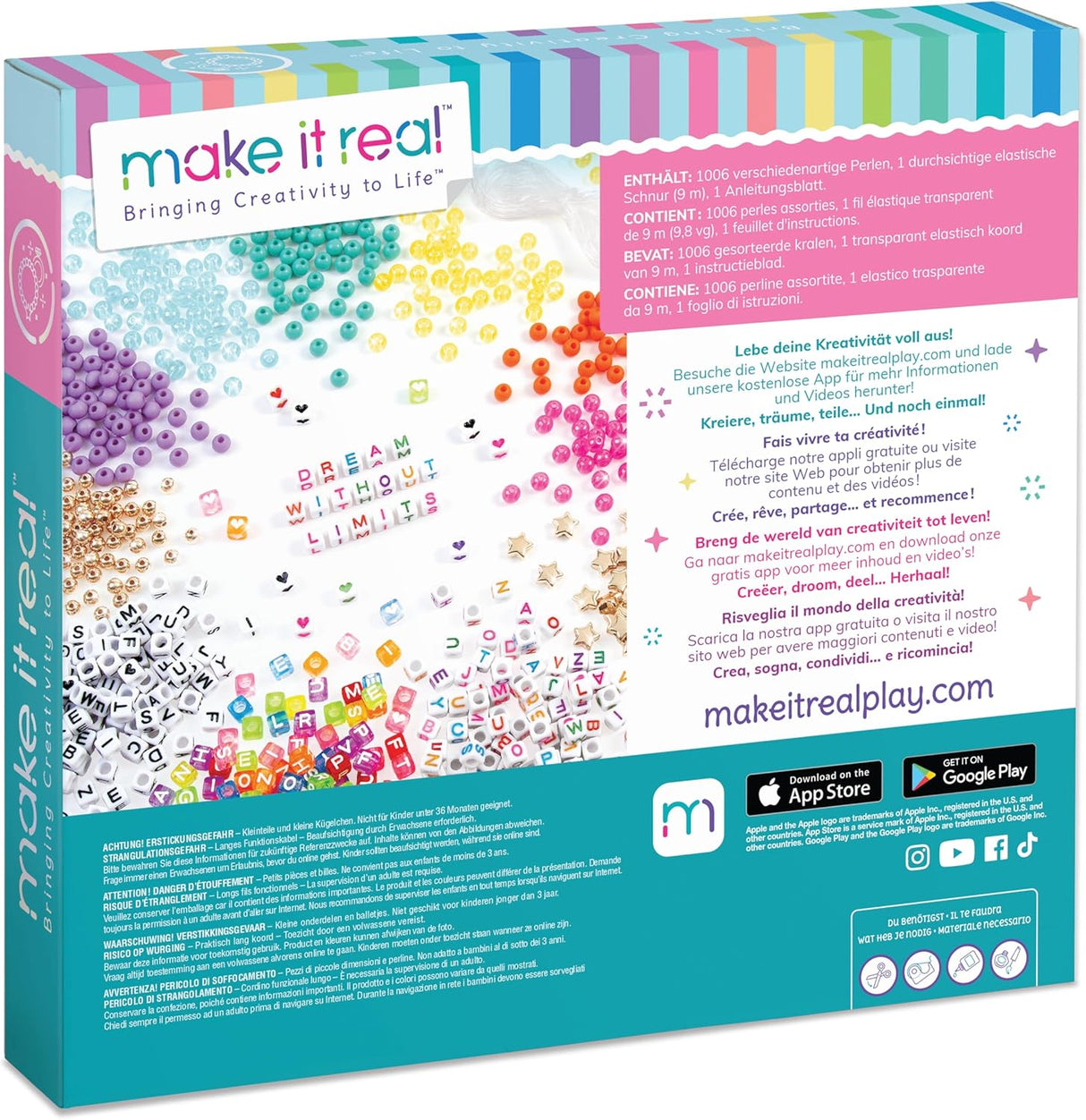 Make It Real: Say Yes! Alphabet Bead Bracelet Set - 1008pc DIY Jewelry Kit - [1742]