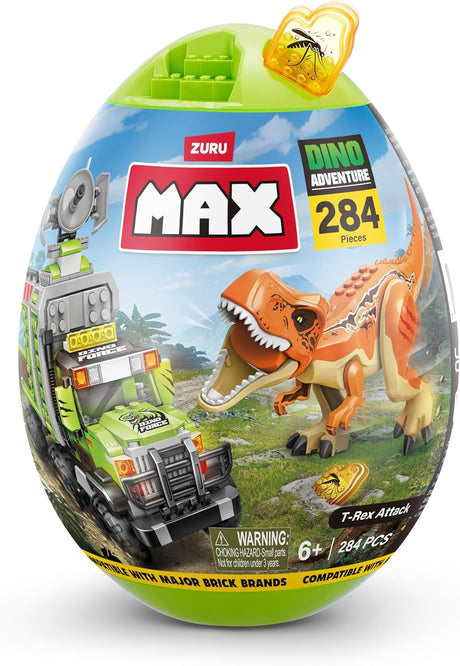 ZURU Max Build More Dino Escape Brick Set Series 1 Egg Capsule(284 Pc)-83159