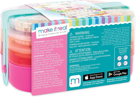 Make It Real: Beads 2-Go! DIY Jewelry Set - 1381 pcs Bento Style Travel Case Create Personalized Jewelry - [1710]