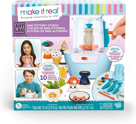 Make It Real Mini Pottery Studio - 26-Piece DIY Pottery Kit with Mess - [1465]
