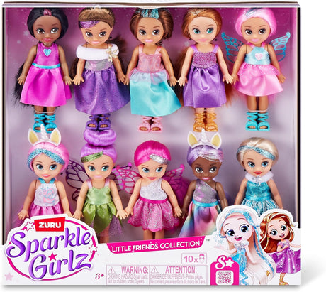 ZURU SPARKLE GIRLZ-DOLLS-4.7"-Fantasy Little Friend Collection Set Of 10 Window Box 100339