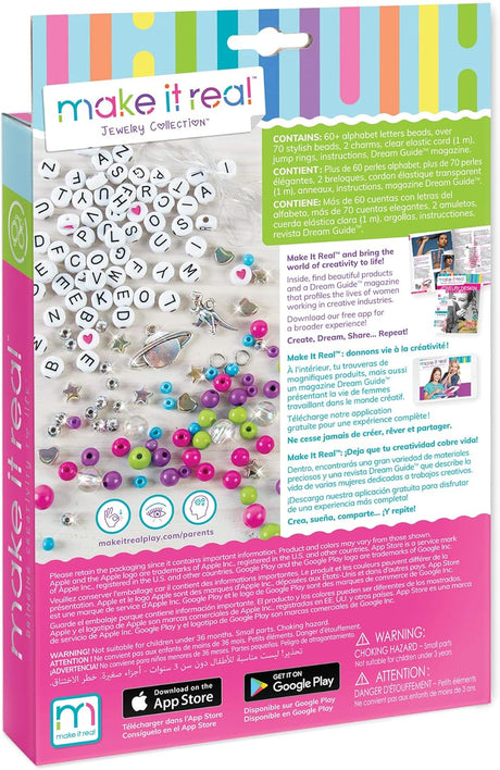 Make It Real: Block ‘N Rock Bracelets Kit 147 Pieces Includes Play Tray DIY Bead Jewelry Kit- [1205]