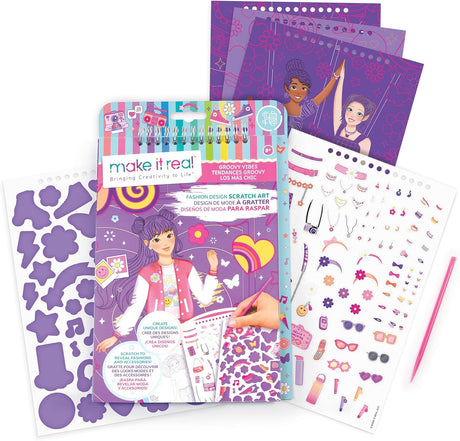 MAKE IT REAL Fashion Design Scratch Art: Groovy Vibes-3211