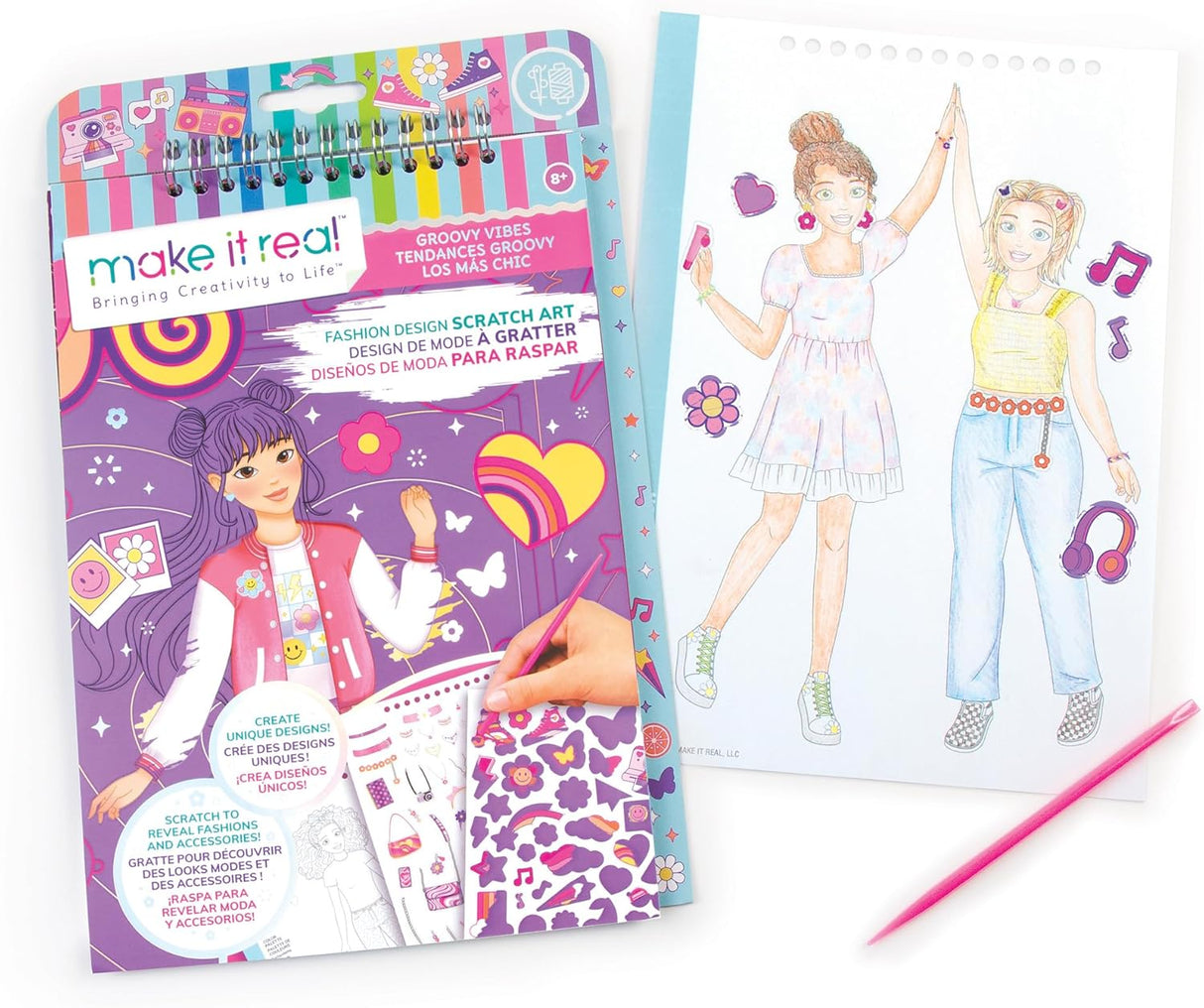 MAKE IT REAL Fashion Design Scratch Art: Groovy Vibes-3211