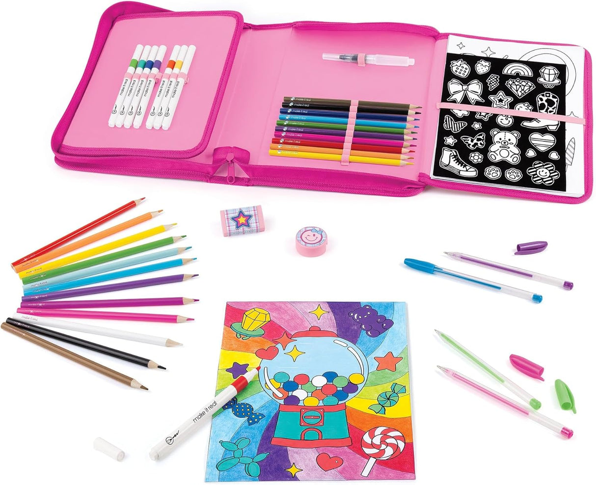 Make It Real: Creative Artist Suitcase Art Set - 50pc Zipper Binder Case- [1765]