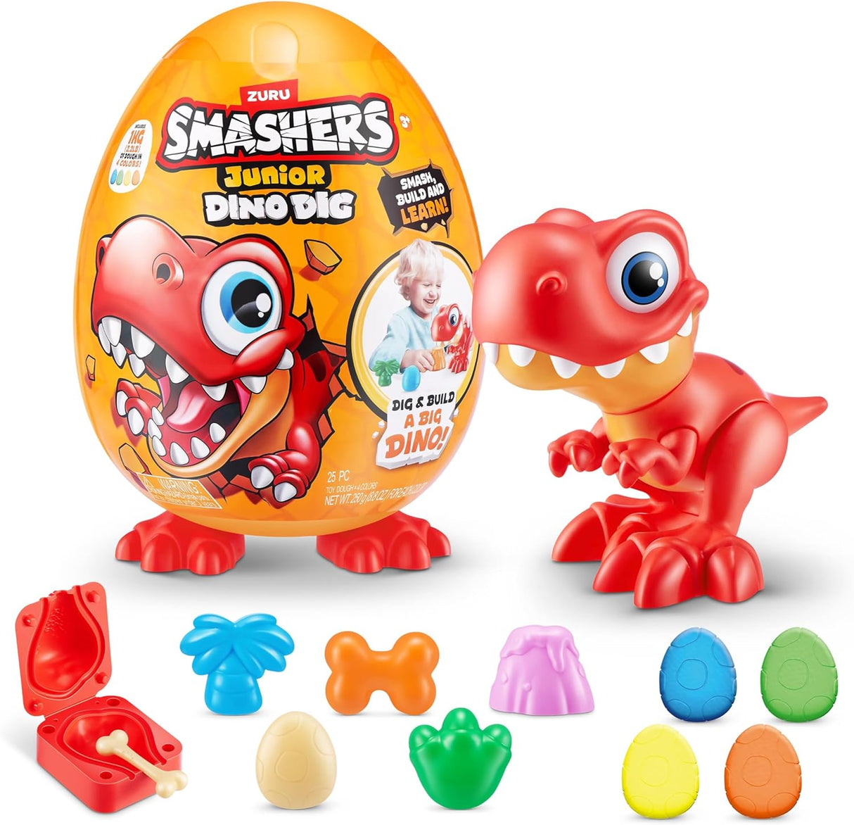 ZURU Smashers Junior Dino Dig Series 1 Large Egg (Raptor)-1 PCS [74115]