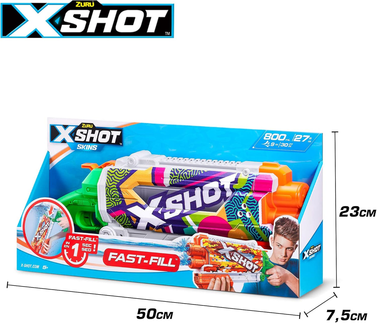 ZURU X-shot Water Shotgun Fast-fill Skins Pump Action Blaster - 1 PCS [11855]