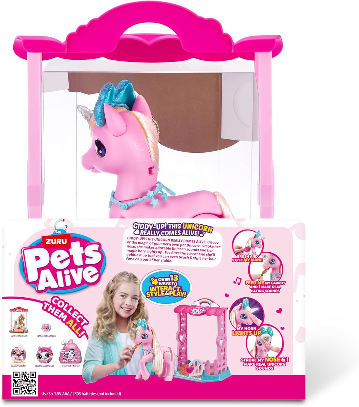 ZURU Pets Alive My Magical Unicorn and Stable Battery Powered Interactive Robotic Toy 9545