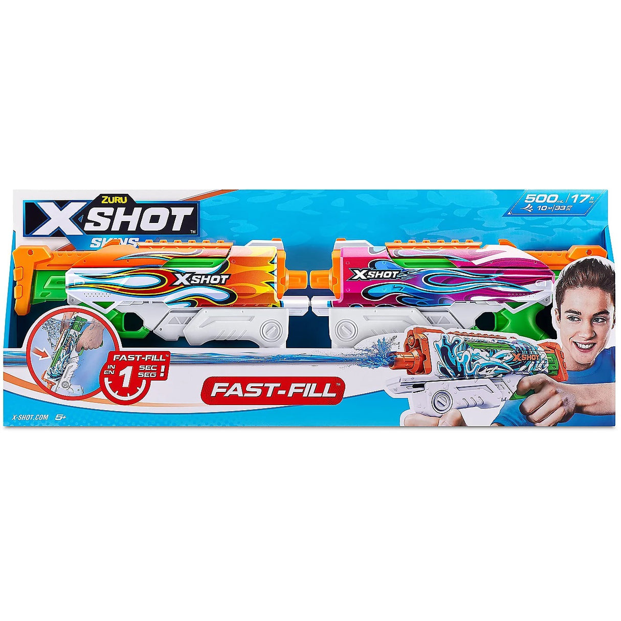 ZURU X-Shot Fast-Fill Hyperload Water Blaster 2 Pack - 1 PCS [11858]