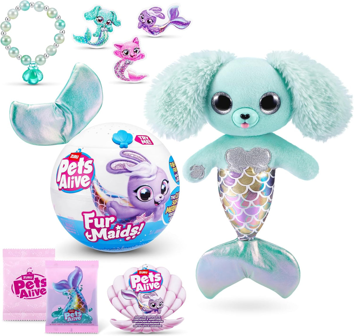 ZURU Pets Alive Furmaids Mermaid Plush Interactive Lights Sounds 9555