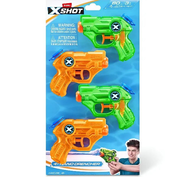 ZURU X-Shot Water Warfare Nano Drencher Blaster Guns 4 Pack - 1 PCS [118145]