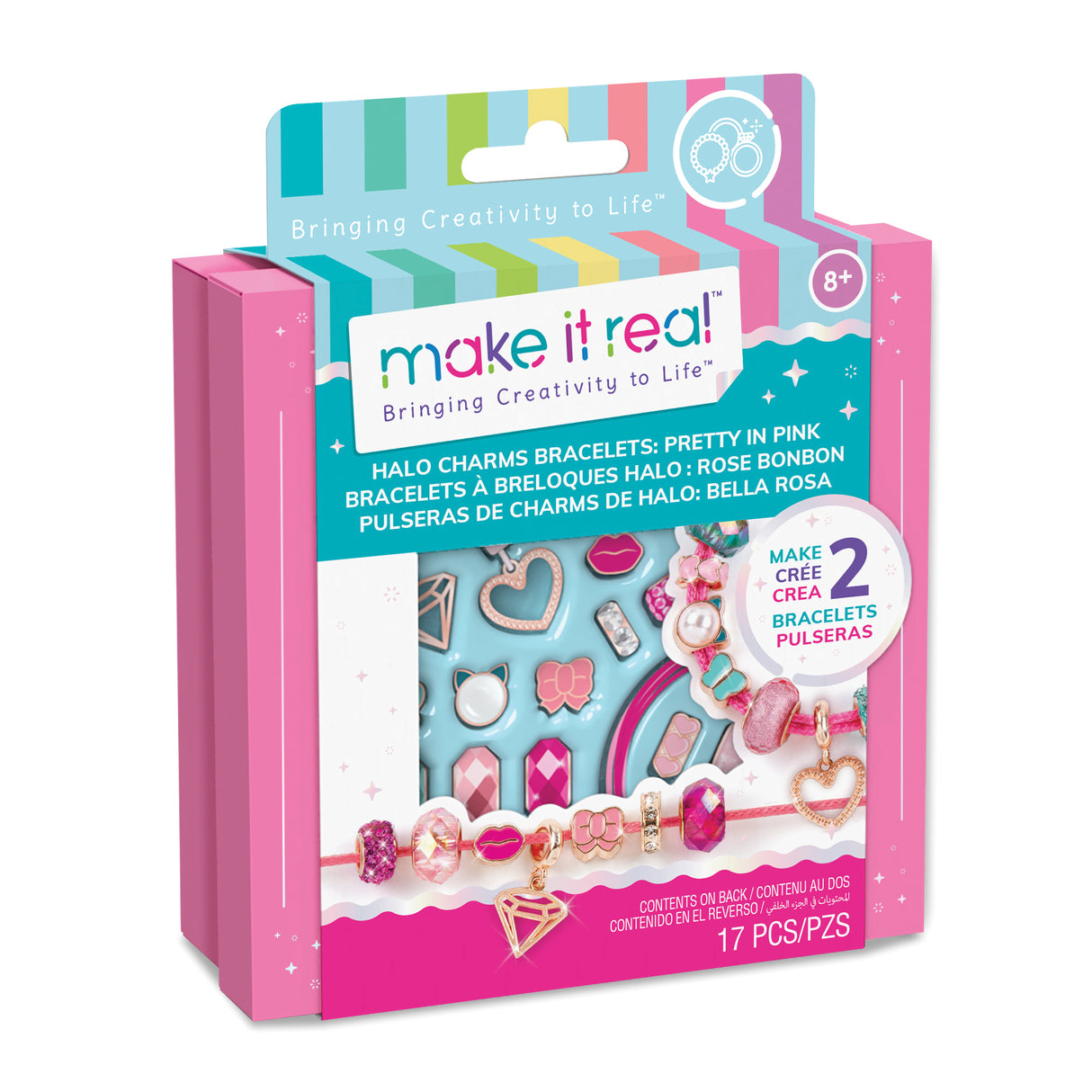 Make It Real Halo Charms Bracelets:   Pretty In Pink Bracelet Kit  - [1708]