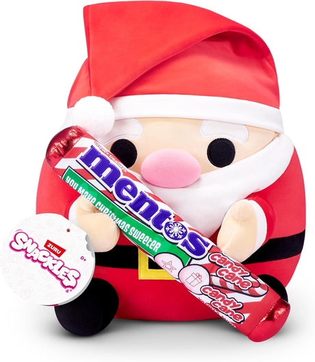 ZURU Snackles Christmas PLush 14 inch-Santa Claus&Mentos (candy cane)-1 PCS [77628B]