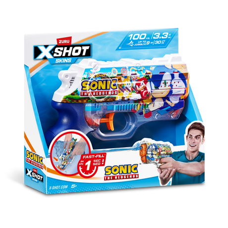 ZURU XSHOT Fast-Fill Skins Nano Sonic The Hedgehog Water Blaster - 1 PCS [118166]